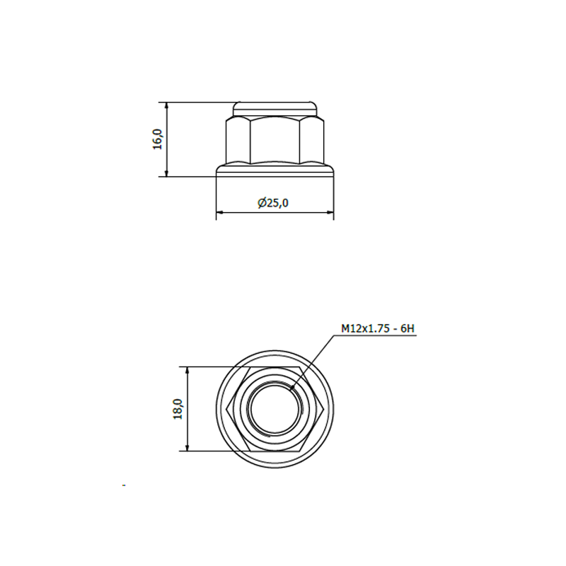 Flänslåsmutter Nyloc M12 8 P3E