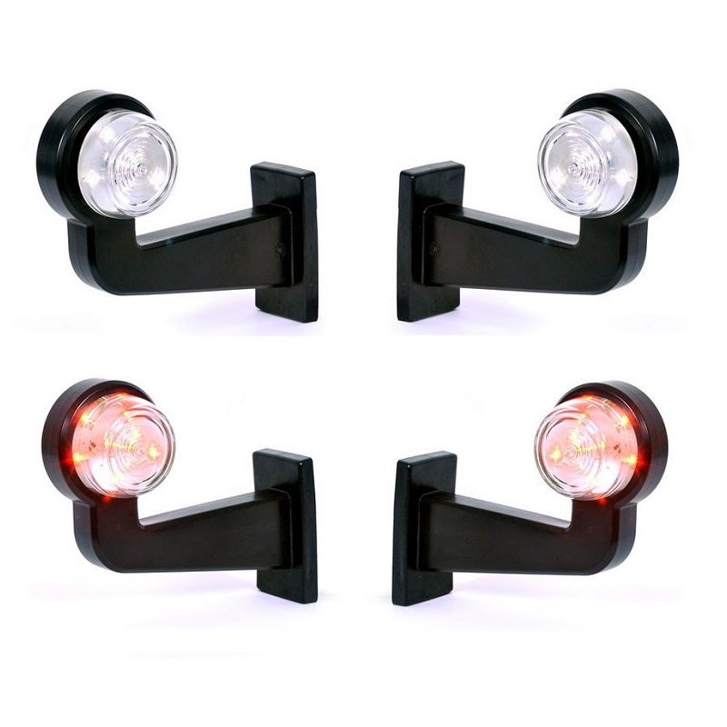 Gummiarm Vinklad Komplett Vit/Röd LED Klart Glas Vänster